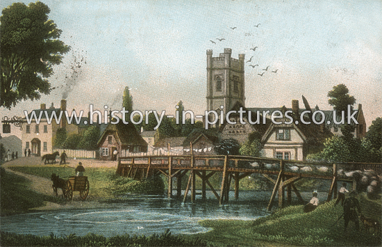 The Village and Church, Dunmow, Essex. c.1800's